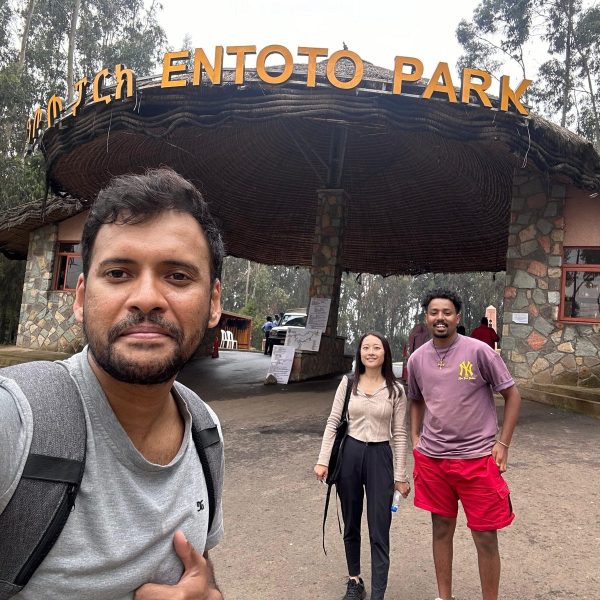 Guests with their Hariman guide at Entoto Park above Addis Ababa